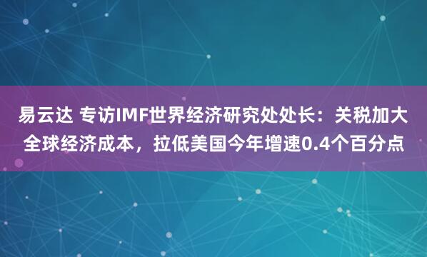 易云达 专访IMF世界经济研究处处长:关税加大全球经济成本,拉低美国今年增速0.4个百分点
